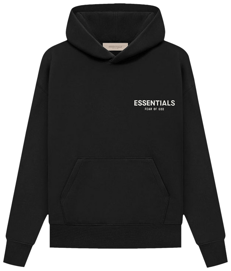noir-logo-blanc-essentials-hoodie Sweat à capuche Essentials noir
